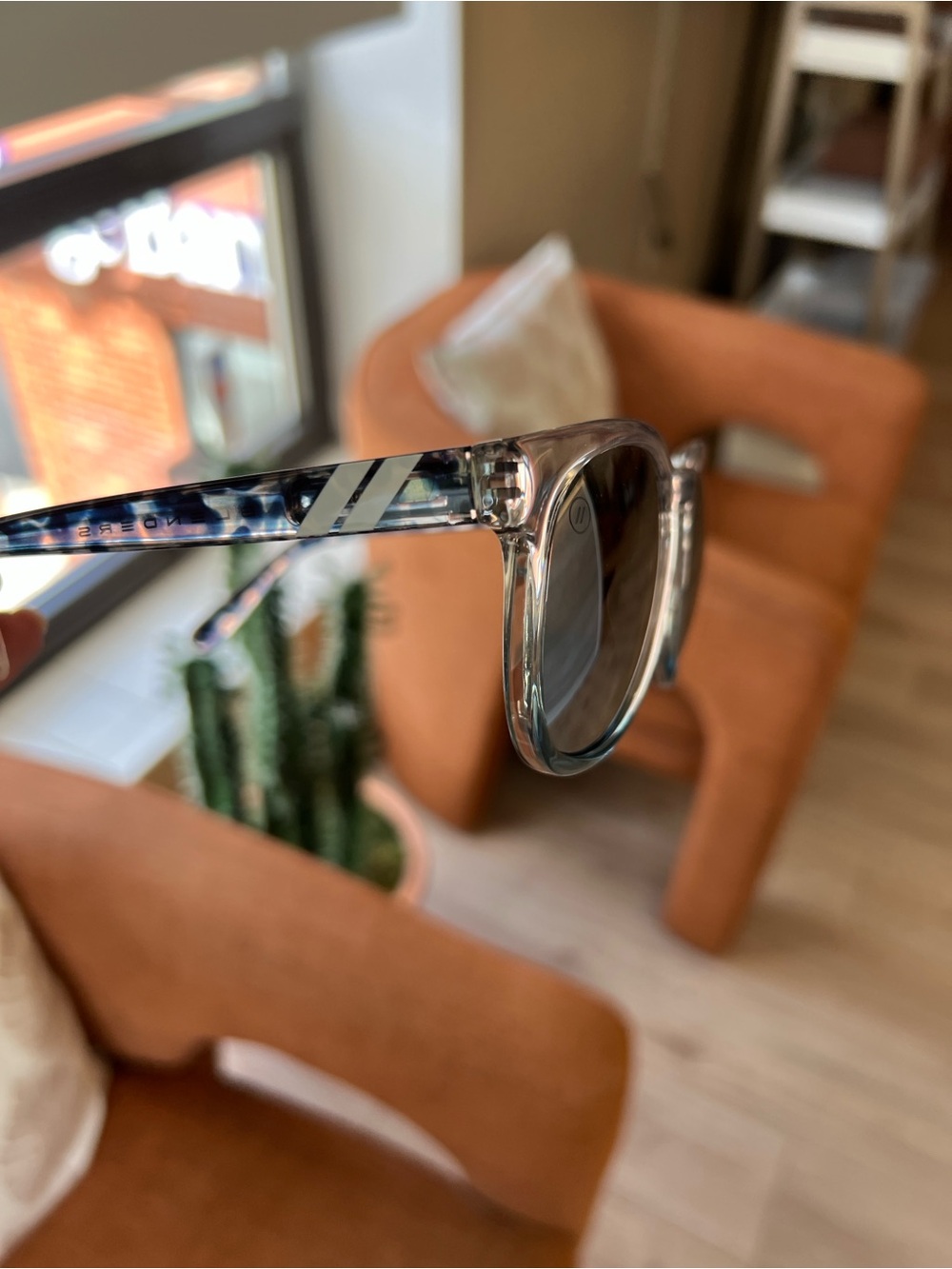 Clear Frame Sunglasses with Blue Marble Temples - Home Accents Decor